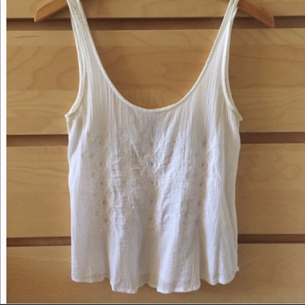 RBL white embroidered boho tank